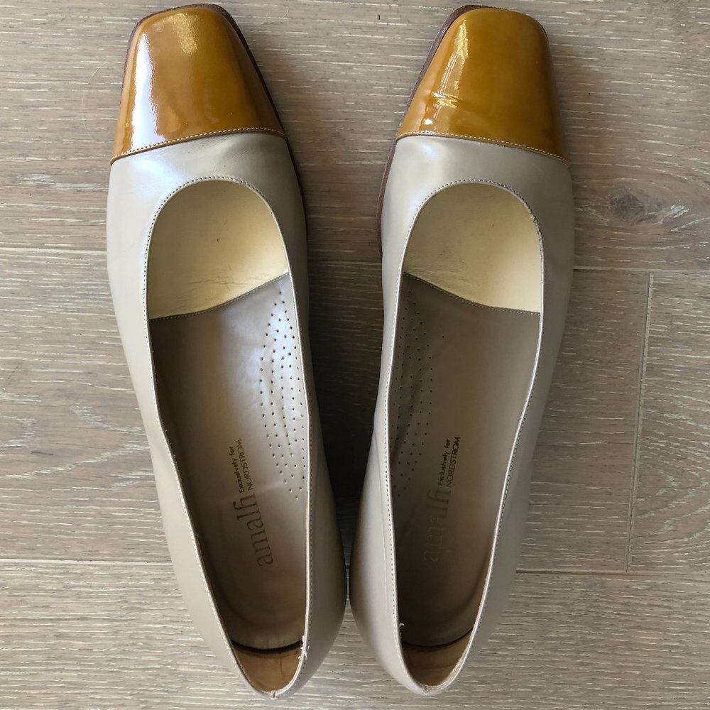Amalfi Vero Cuoio Classic Leather Duotone Slip On Shoes Tan&Light Brown Sz 9.5B